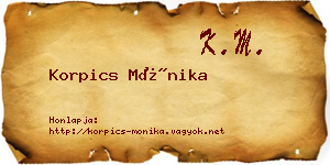 Korpics Mónika névjegykártya